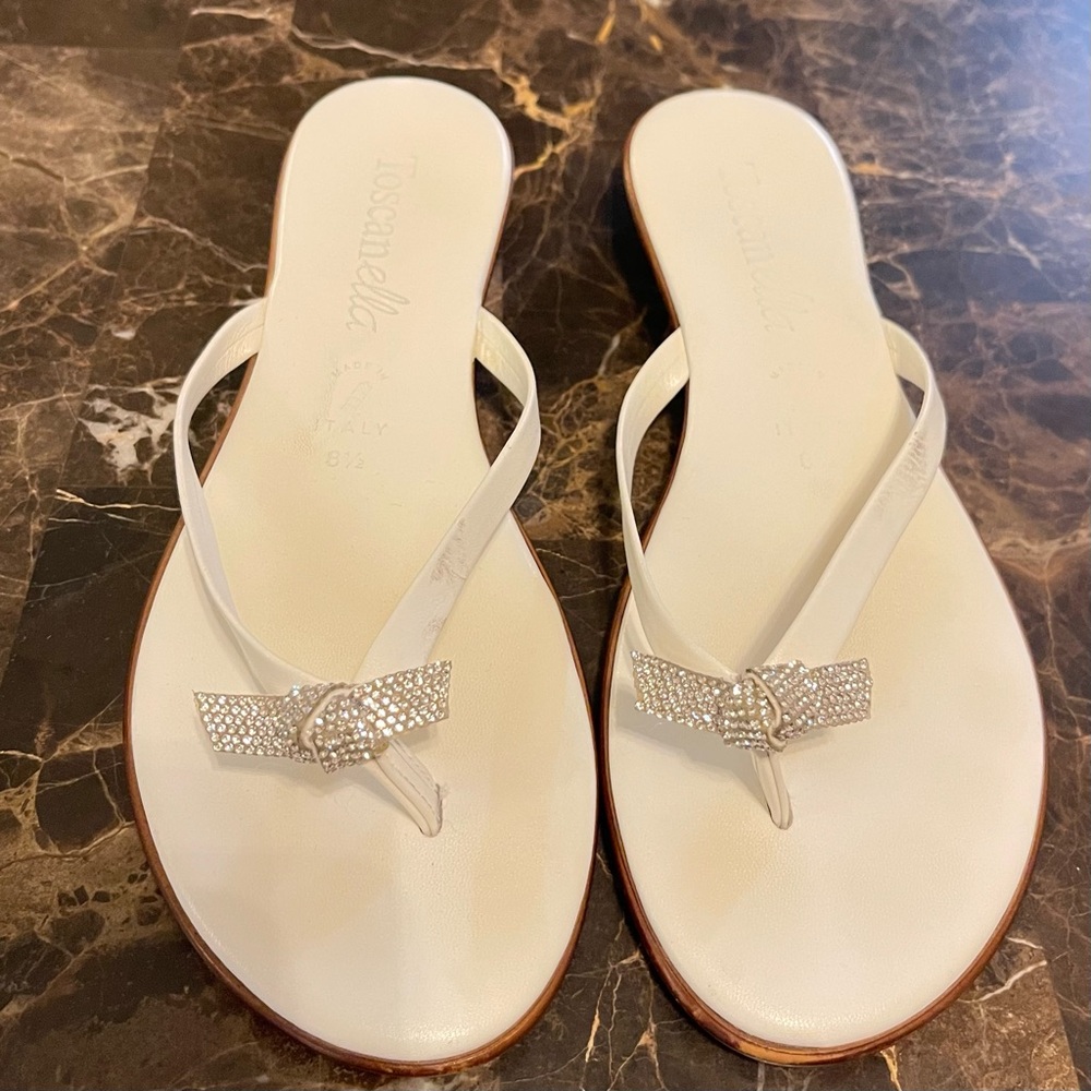 Toscanella White Crystal-Embellished Women's Sandals